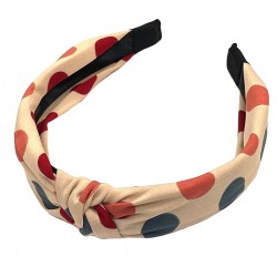 Bentita, coronita par bej din material textil cu buline  si  nod decorativ BP06 Bentita, coronita par bej din material textil cu buline  si  nod decorativ BP06