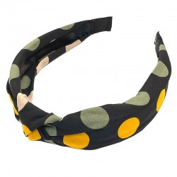 Bentita, coronita par neagra din material textil cu buline  si  nod decorativ BP06 Bentita, coronita par neagra din material textil cu buline  si  nod decorativ BP06