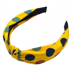 Bentita, coronita par galbena din material textil cu buline  si  nod decorativ BP06 Bentita, coronita par galbena din material textil cu buline  si  nod decorativ BP06