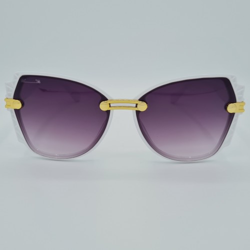 Ochelari de soare Dama Casual cu rama asimetrica alba + Toc si laveta GRATIS OSD019