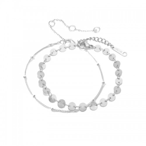 Set cu Doua Bratari Luxury Fashion Dama din material ioxidabil placat cu aur alb de 14K SBRD007