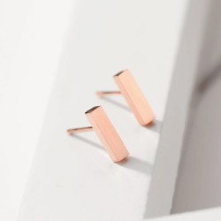 Cercei fashion din otel inoxidabil placat cu aur roz de 14 K cu element dreptunghiular CW74 Cercei fashion din otel inoxidabil placat cu aur roz de 14 K cu element dreptunghiular CW74