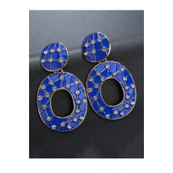 Cercei eleganti rotunzi albastri cu strasuri CW31 Cercei eleganti rotunzi albastri cu strasuri CW31