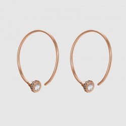 Cercei eleganti rotunzi cu strasuri din otel inoxidabil placat cu aur roz de 14 K CW72 Cercei eleganti rotunzi cu strasuri din otel inoxidabil placat cu aur roz de 14 K CW72