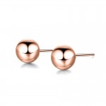 Cercei fashion din otel inoxidabil placat cu aur roz de 14 K in forma geometrica sfera CW87