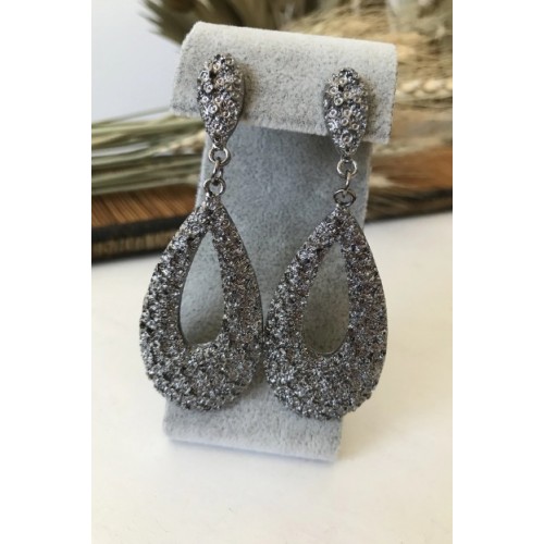 Cercei eleganti gri inchis model picaturi CW90