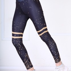 Colanti Fitness Dama negri cu design abstract gold stripes CDFIT029 Colanti Fitness Dama negri cu design abstract gold stripes CDFIT029