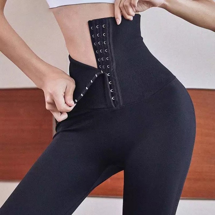 Colanti Dama Sport Modelatori cu Corset in talie negri CDFIT062