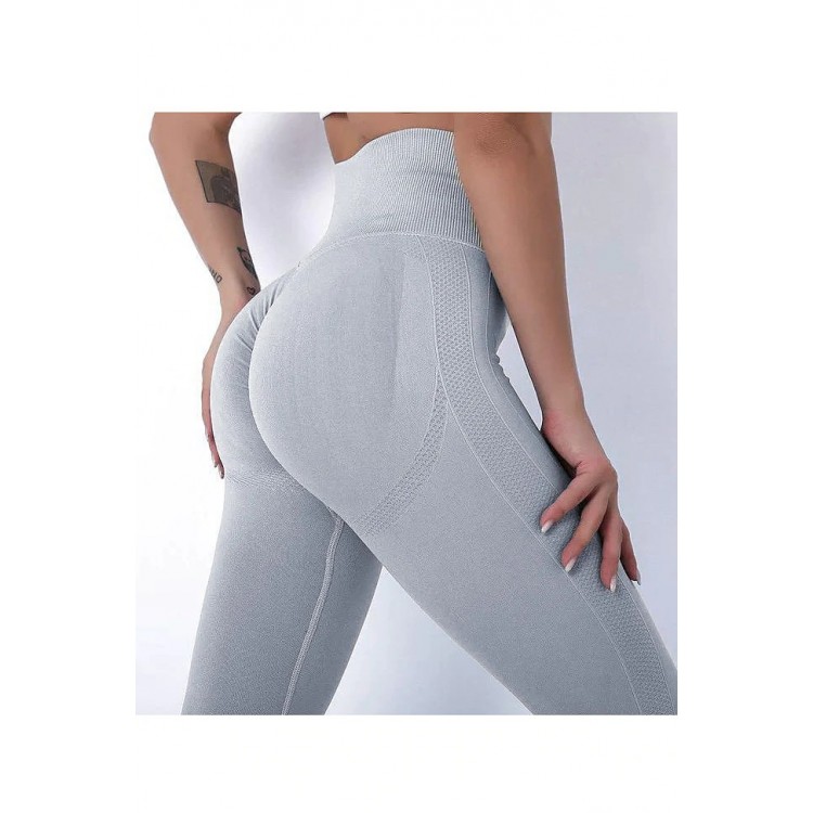 Colanti Dama Sport Gri Deschis Modelatori Lungi cu Talie si efect Push -Up CDFIT070