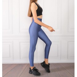 Colanti Fitness Dama albastri luciosi cu talie inalta CDFIT099 Colanti Fitness Dama albastri luciosi cu talie inalta CDFIT099