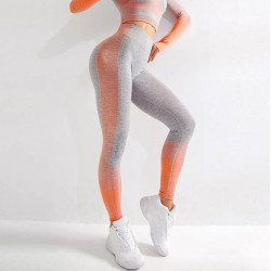 Colanti Fitness Yoga gri cu portocaliu si talie inalta CDFIT023 Colanti Fitness Yoga gri cu portocaliu si talie inalta CDFIT023