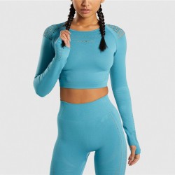 Compleu Fitness Sport albastru Colanti si Bluza scurta cu perforatii SFIT011 Compleu Fitness Sport albastru Colanti si Bluza scurta cu perforatii SFIT011