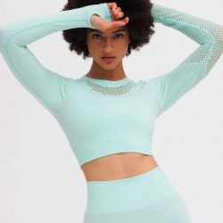 Compleu Fitness Sport cu Perforatii verde Colanti si Bluza scurta  SFIT015 Compleu Fitness Sport cu Perforatii verde Colanti si Bluza scurta  SFIT015