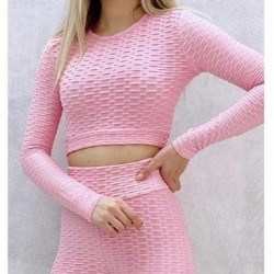 Set Fitness Roz Deschis Sport cu bluza maneca lunga si colanti modelatori cu talie inalta SFIT023 Set Fitness Roz Deschis Sport cu bluza maneca lunga si colanti modelatori cu talie inalta SFIT023