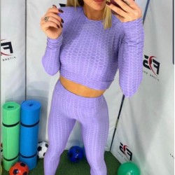 Set Fitness Mov Sport cu bluza maneca lunga si colanti modelatori cu talie inalta SFIT023 Set Fitness Mov Sport cu bluza maneca lunga si colanti modelatori cu talie inalta SFIT023