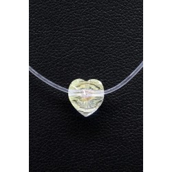 Colier Choker Dama cu Fir Elastic Transparent si Cristal Inima Reflexii Multicolore COL081