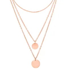 Set trei coliere aurii placate cu aur roz de 14 k cu pandantiv STCOL090 Set trei coliere aurii placate cu aur roz de 14 k cu pandantiv STCOL090