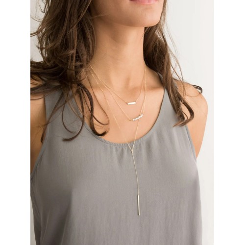 Set trei coliere aurii placate cu aur galben de 14 k cu pandantiv STCOL091