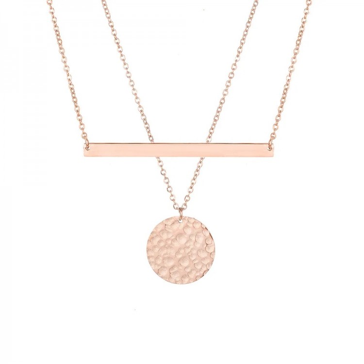 Set doua coliere roz aurii placate cu aur roz de 14 k cu pandantiv  STCOL093
