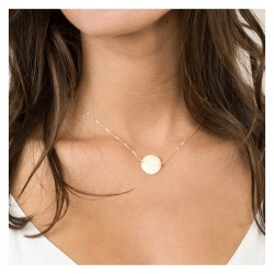 Colier roz auriu placat cu aur galben de 14 K cu pandativ rotund neted COL108 Colier roz auriu placat cu aur galben de 14 K cu pandativ rotund neted COL108