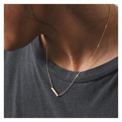 Colier roz auriu placat cu aur roz de 14 k cu pandantiv cu bar geometric minimalist COL110 Colier roz auriu placat cu aur roz de 14 k cu pandantiv cu bar geometric minimalist COL110