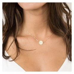 Colier auriu placat cu aur galben de 14 k cu pandativ rotund 13mm COL113 Colier auriu placat cu aur galben de 14 k cu pandativ rotund 13mm COL113