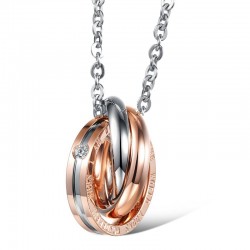 Lantisor dama rose gold cu pandantiv inele COL045 Lantisor dama rose gold cu pandantiv inele COL045