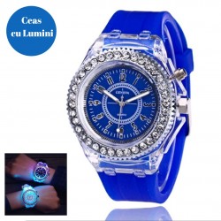 Ceas Dama Albastru inchis cu lumini Geneva CDGV015 Ceas Dama Albastru inchis cu lumini Geneva CDGV015