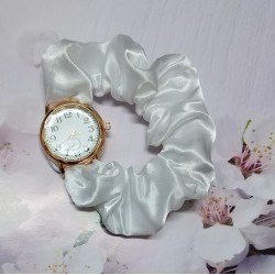 Ceas Dama Elegant cu led si funda alba cu becuri intermitente  CDGV027