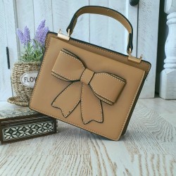 Geanta  fashion din piele eco khaki cu fundita ACGD200 Geanta  fashion din piele eco khaki cu fundita ACGD200