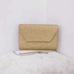 Geanta Eleganta clutch aurie cu particule stralucitoare si bareta din lant detasabila  ACGD367 Geanta Eleganta clutch aurie cu particule stralucitoare si bareta din lant detasabila  ACGD367