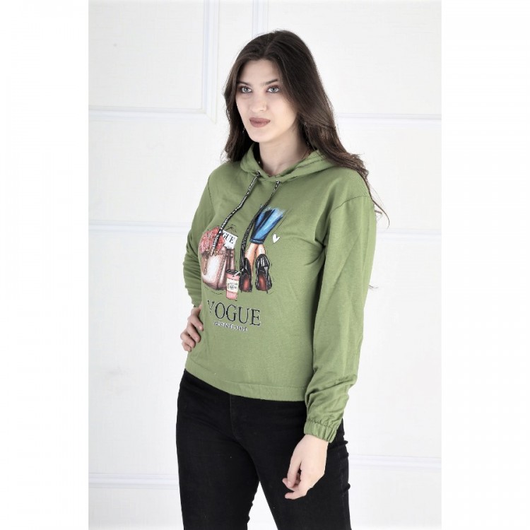 Hanorac  Dama verde fashion cu design  Stiletto & Flowers HND01
