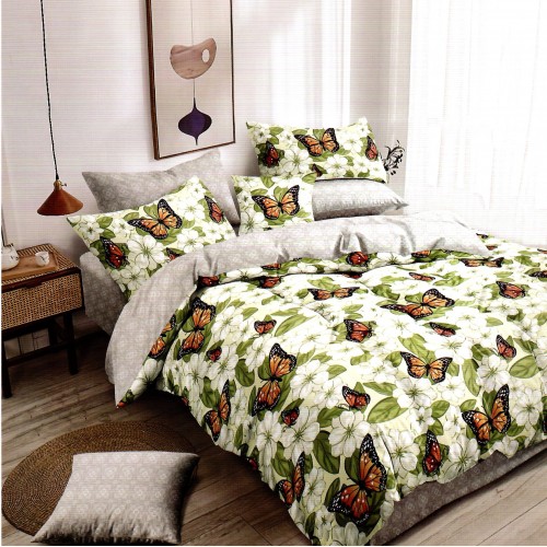 Lenjerie de Pat 6 Piese din Bumbac 100% Finet Superior cu Imprimeu LDP01