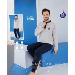 Pijama barbati vatuita batal din 2 piese bluza gri si pantaloni lungi negri PJB06 Pijama barbati vatuita batal din 2 piese bluza gri si pantaloni lungi negri PJB06