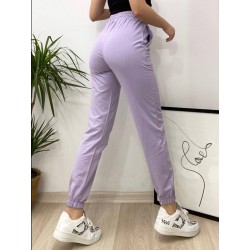Pantaloni Trening Dama mov fashion cu talie inalta  PTD02