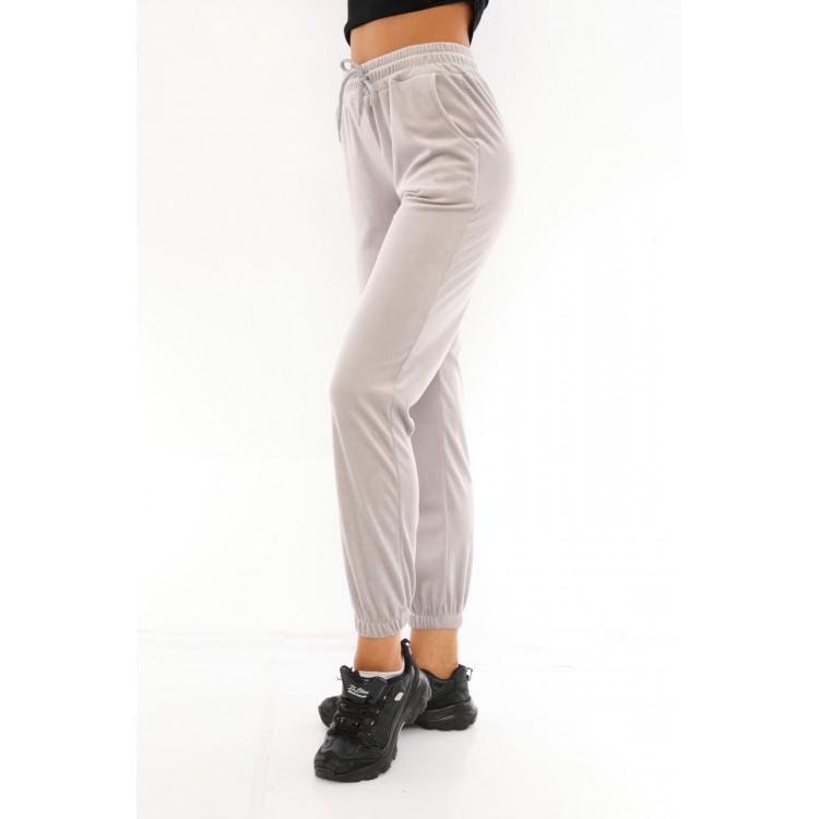 Pantaloni Trening Dama gri deschis fashion cu talie inalta PTD03