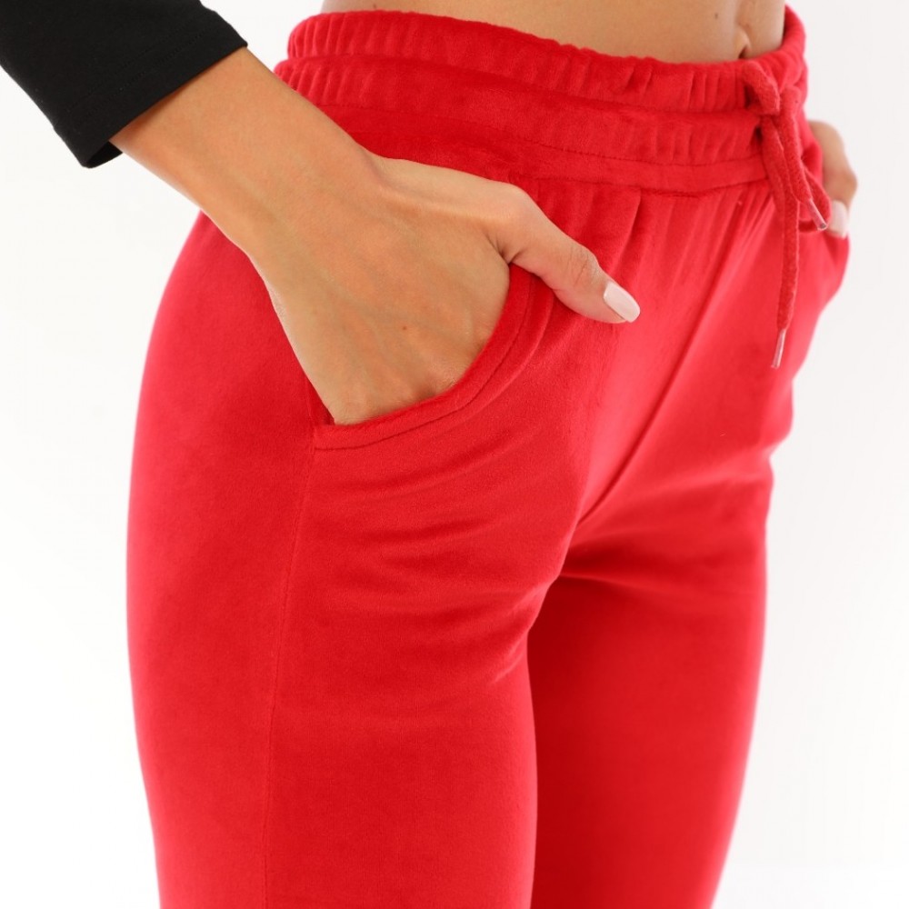Pantaloni Trening Dama rosii fashion cu talie inalta PTD03