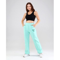 Pantaloni Trening Dama verde deschis fashion cu talie inalta  PTD05