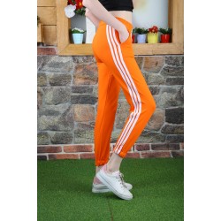 Pantaloni Trening Dama portocalii fashion cu dungi laterale  PTD01 Pantaloni Trening Dama portocalii fashion cu dungi laterale  PTD01