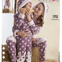 Salopeta Fetite Mov-Lila Cocolino cu Gluga Buzunare Imprimeu iepuras pufos si Buline PJC01 Salopeta Fetite Mov-Lila Cocolino cu Gluga Buzunare Imprimeu iepuras pufos si Buline PJC01