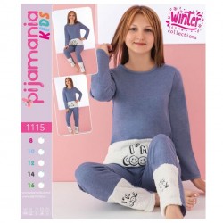 Pijama copii vatuita albastru deschis cu alb si imprimeu cocolino PJC009 Pijama copii vatuita albastru deschis cu alb si imprimeu cocolino PJC009
