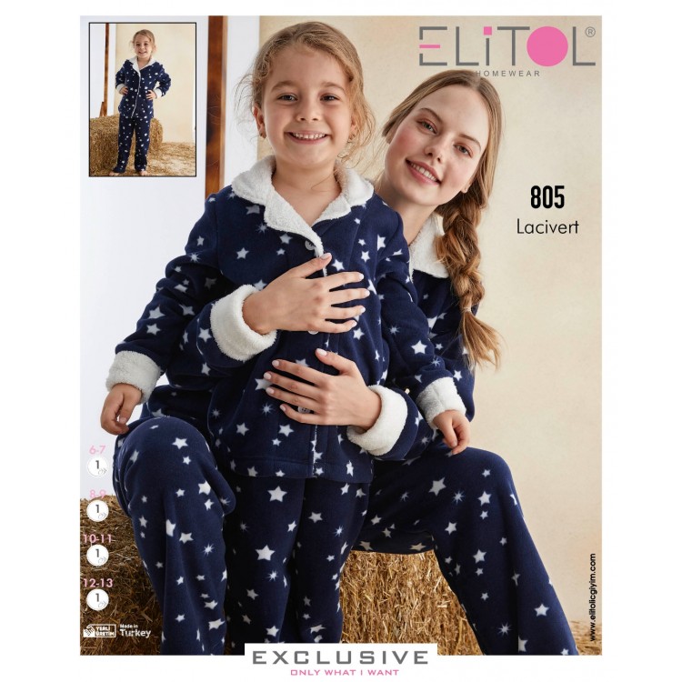 Pijama Fete bleumarin Cocolino  cu stelute albe PJC13