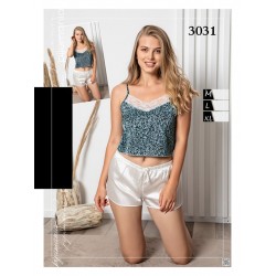 Pijama alba dama din satin lejera sexy maiou  si pantaloni scurti PJD044 Pijama alba dama din satin lejera sexy maiou  si pantaloni scurti PJD044