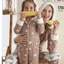 Salopeta Cocolino Dama Mama Bej cu Imprimeu Stelute cu Gluga si Buzunare PJD059 Salopeta Cocolino Dama Mama Bej cu Imprimeu Stelute cu Gluga si Buzunare PJD059