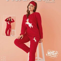 Pijama Cocolino Dama Rosie si Masca Somn PJD065 Pijama Cocolino Dama Rosie si Masca Somn PJD065