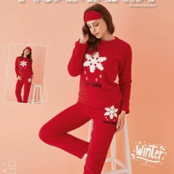 Pijama Cocolino Dama Rosie cu Imprimeu Fulgusor PJD066 Pijama Cocolino Dama Rosie cu Imprimeu Fulgusor PJD066