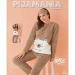 Pijama Cocolino Dama Maro cu Imprimeu urs si Masca Somn PJD068