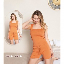 Pijama Dama portocaliu maiou si pantaloni scurti PJD090 Pijama Dama portocaliu maiou si pantaloni scurti PJD090