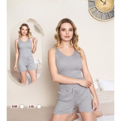 Pijama Dama gri maiou si pantaloni scurti PJD091 Pijama Dama gri maiou si pantaloni scurti PJD091