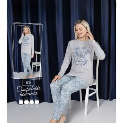 Pijamale dama  vatuita  bluza gri si pantaloni lungi  PJD106 Pijamale dama  vatuita  bluza gri si pantaloni lungi  PJD106